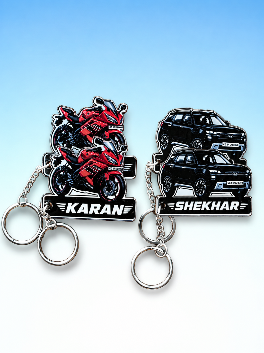 Customized Acrylic Keyring – Car, Bike, Name, Number Plate & Photo